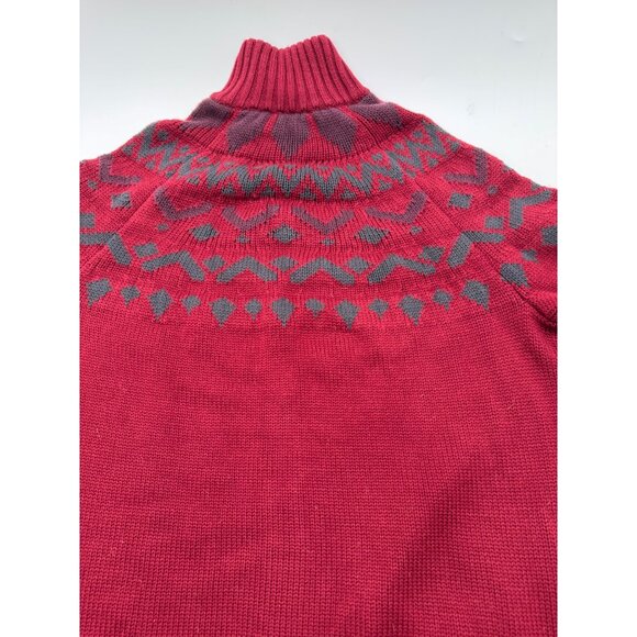 Armani Exchange Full-Zip Knit Sweater XXL Red Nordic Pattern Wool Blend Ribbed C - Picture 14 of 15